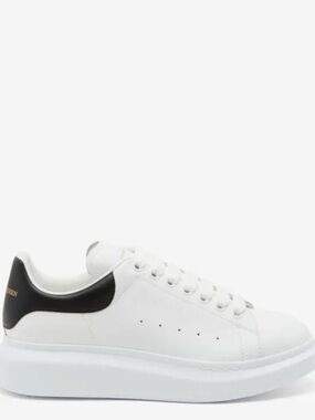 Alexander McQueen White Leather Sneakers with Black Heel Tab
